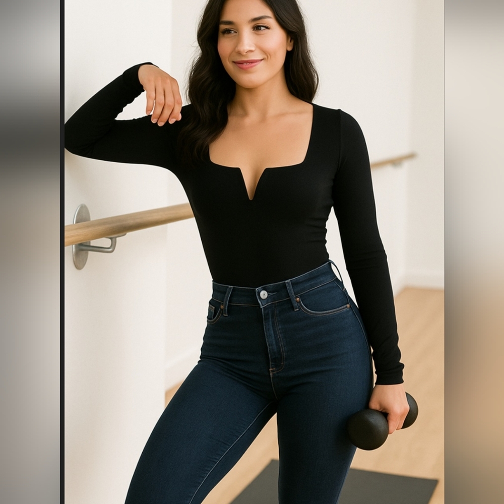 Emory Park Black Long Sleeve Bodysuit
